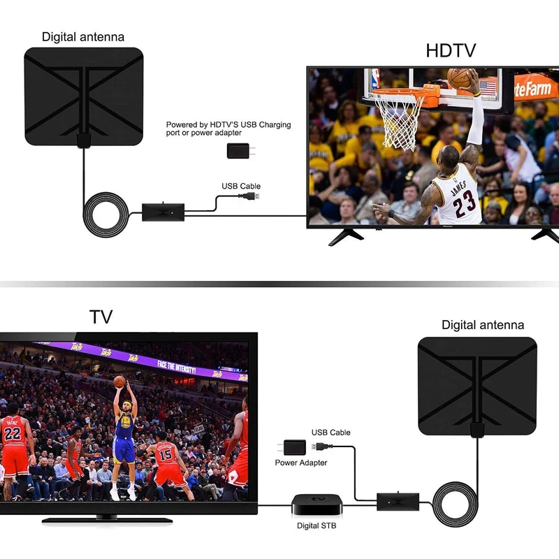 Hdtv Антенна внутренняя цифровая усиленная 60 км с усилитель переключателя сигнала усилитель 4K Hd 1080P Vhf Uhf все ТВ's Freeview местный