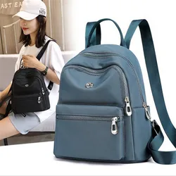 Black Women Backpack 2022 Nylon Travel Shoulder Bag Soft School Bag For Teenage Girls Solid Color Red Bag Pack Purse