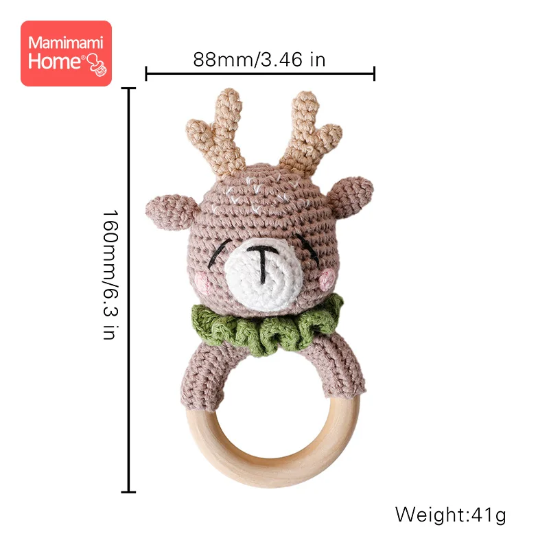 Baby Wooden Teether Crochet Giraffe Rattle Toy BPA Free Wood Rodent Rattle Baby Mobile Gym Educational Toys 1Pc teething toys baby teething toys