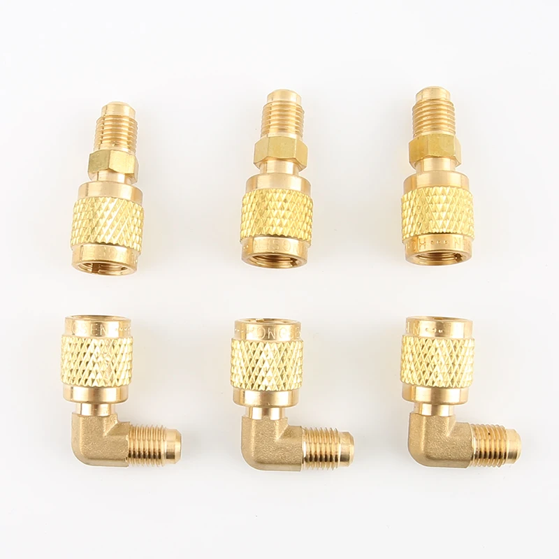 Brass Fitting R410A Adapter Charging Hose Pump for Refrigerant HVAC Mini Split Air Conditioners 1/4 Male to 5/16 Female R410 air conditioning hose refrigerant bottle tap