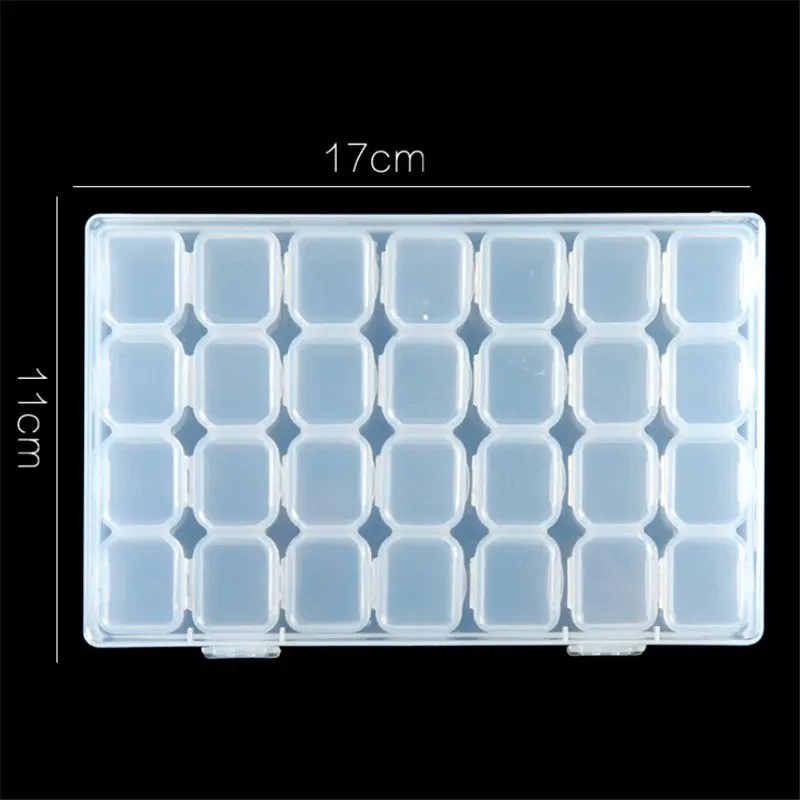 1pc 28 Slots Nail Art Storage Box Crystal Beads Empty Nail Art Accessories Container Nail Tool Storage Case Nail Glitter