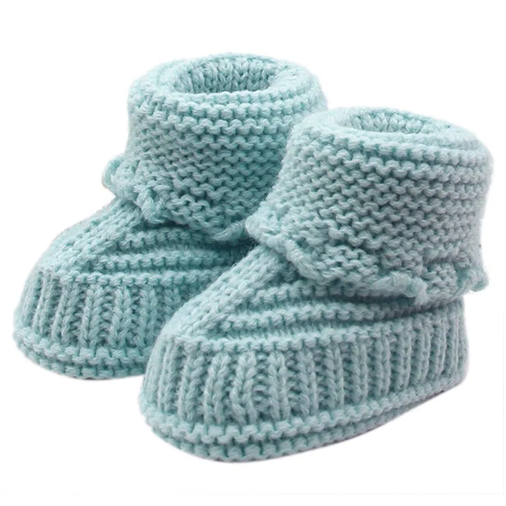Winter Toddler Newborn Baby Buckle Handcraft Shoes Knitting Lace Crochet Shoes 