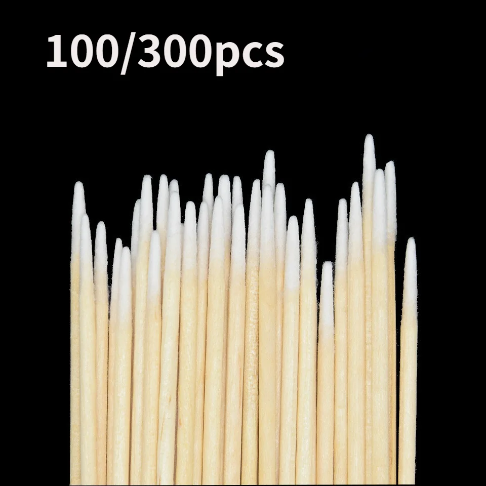 

100-300pcs Wood Cotton Swab Eyelash Extension Tools Medical Ear Care Wood Sticks Cosmetic Cotton Swab Cotton Buds Tip