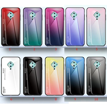 

100pcs/lot For Vivo V17 S1 Pro Gradient Glass Soft Side Cover For Vivo S5 Tempered Glass Hard Case
