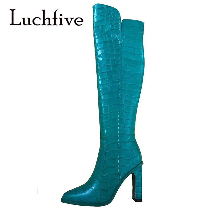 turquoise knee high boots