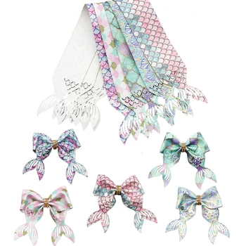 

David accessories 75x7.5cm 5pcs/set Fish Tale Fine Glitter Embossing Ribbon Fashion Ribbon DIY Hair Bow Bow-knot Craft,1Yc12172