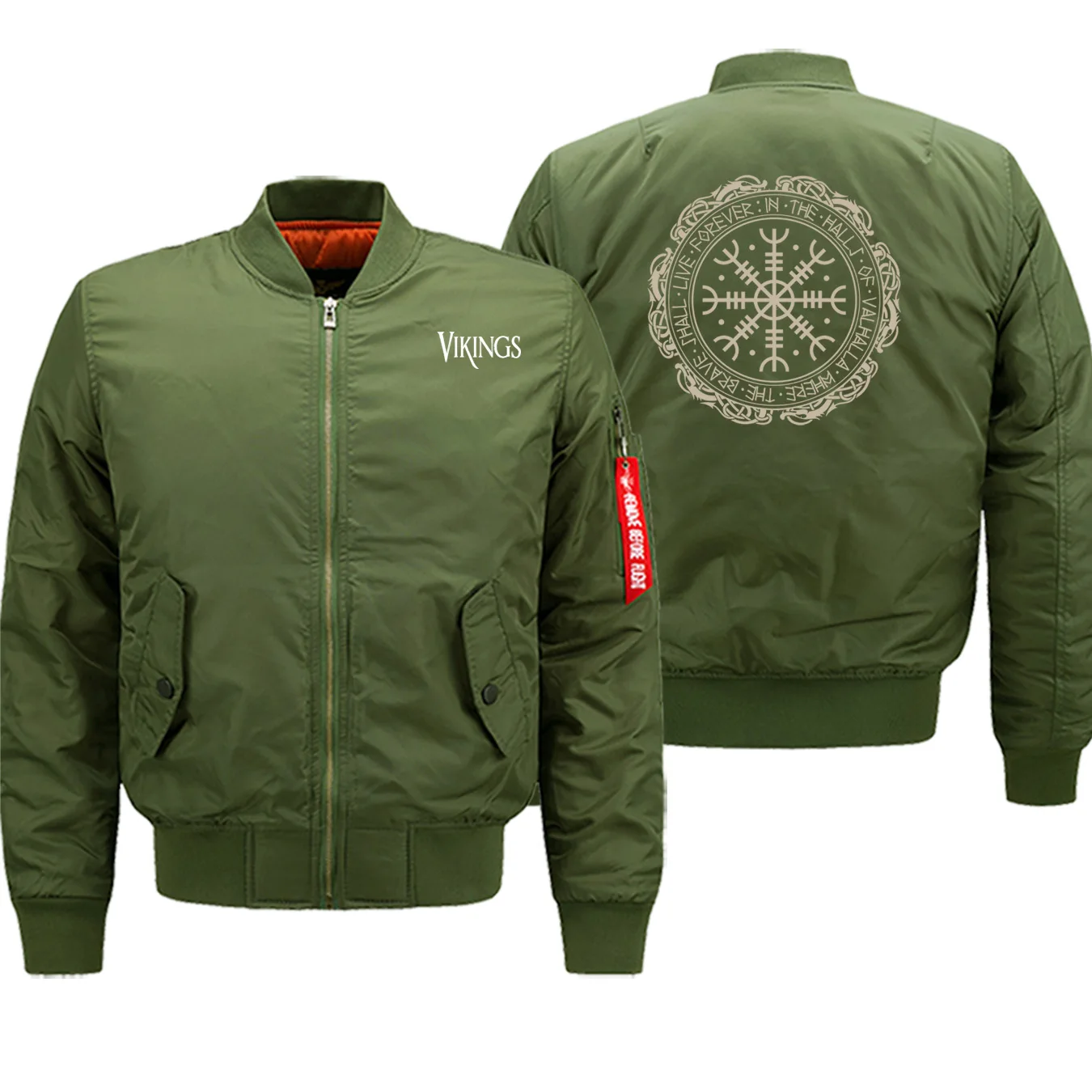 Vikings Movie Serie Fashion Bomber Jacket Men Autumn Winter Zip Jackets Male Hip Hop Streetwear Military Motorcycle Jackets - Цвет: army green6