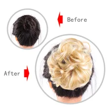 WEILAI, золотисто-красный, кудрявый, для девочек, коричневый, для резинки, шиньон, с резинкой, синтетическое кольцо для волос, обруч на грязные пучки, хвосты