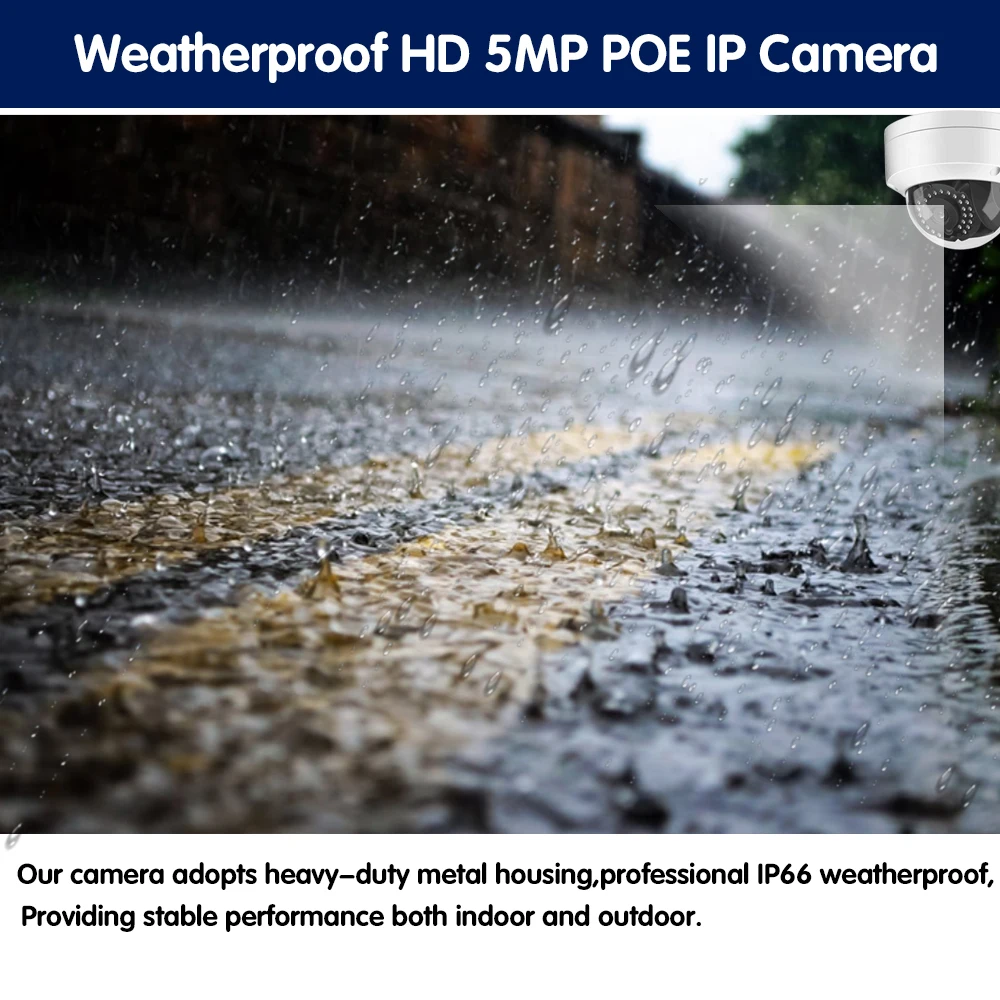 H.265 POE 5MP IP Camera Outdoor Waterproof CCTV 5.0MP HD Dome Face Motion Detection Network IP Camera 3.6mm Wide Lens P2P Onvif