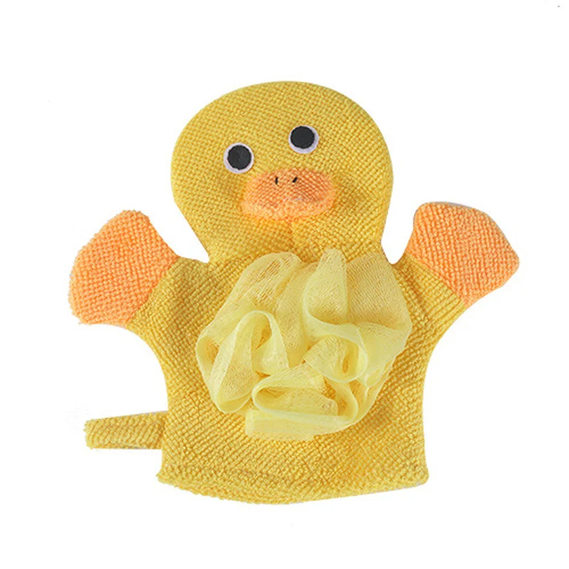 Мягкие Детские банные щетки, полотенца, Мультяшные животные, форма рукавицы для душа, Мочалка для купания, Детская мойка, чистый душ, массаж - Цвет: Yellow