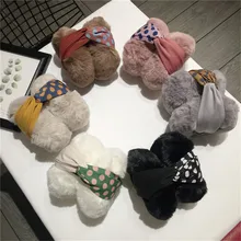 Женские зимние наушники, повязка на голову из искусственного меха, теплые плюшевые вечерние наушники для ушей, теплые наушники для ушей