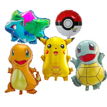 

50pcs Cartoon Pikachu Pokemon Go Foil Balloons Children Inflatable toys Helium balloons birthday Kids party decorations Supplies