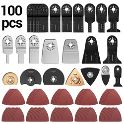 Lames de scie oscillantes HCS/Japan tooth/bi métal à dégagement rapide, outil multifonction, lames de scie, de coupe, de rénovation, 100 pièces 
