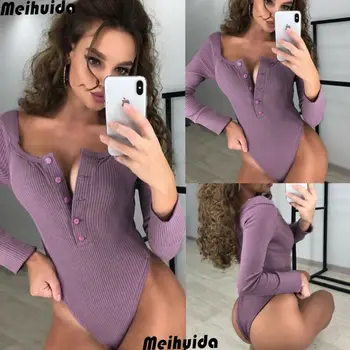 

2020 Newest Hot Sexy V Neck Bodysuit Women Black Long Sleeve Off Shoulder Rompers Womens Jumpsuits Casual One-pieces Bodysuits