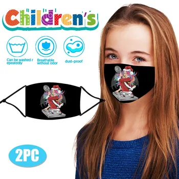 

2pc Mask 2filter Christmas Kids Children Outdoor Mouth Masks Reusable Protection Breathable Outdoor Sport Dustpoof Mascarillas