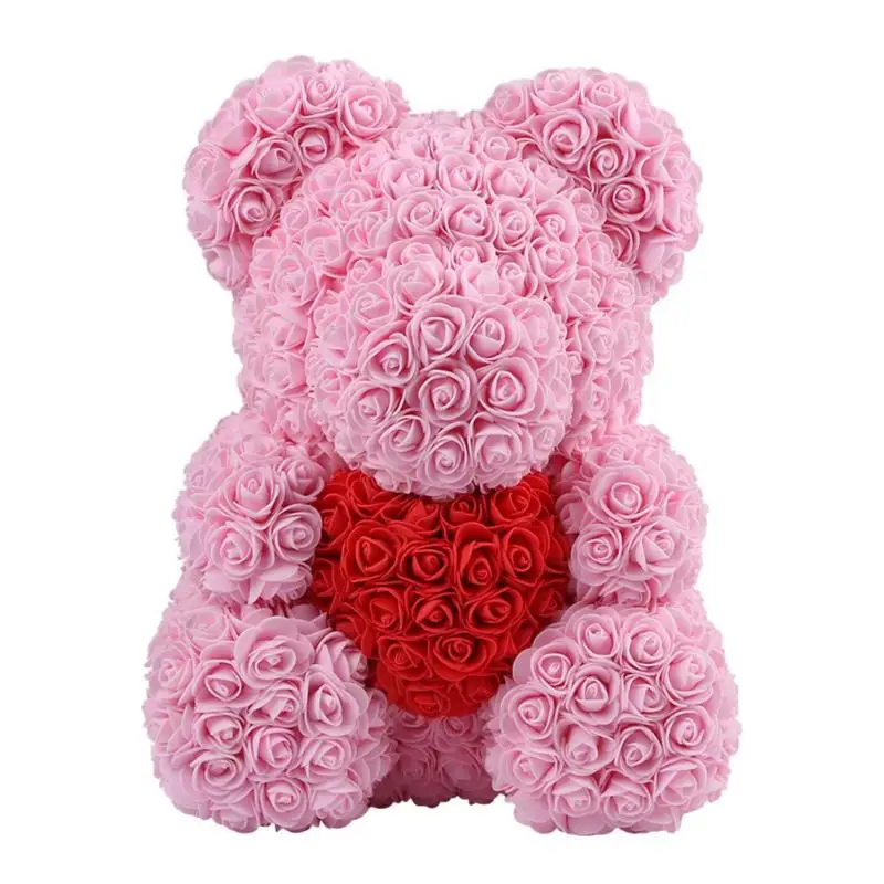 Консервированный цветок Роза медведь мыло искусственный цветок Романтический День Святого Валентина День рождения Рождество подарок на день матери свадебное украшение - Цвет: Pink