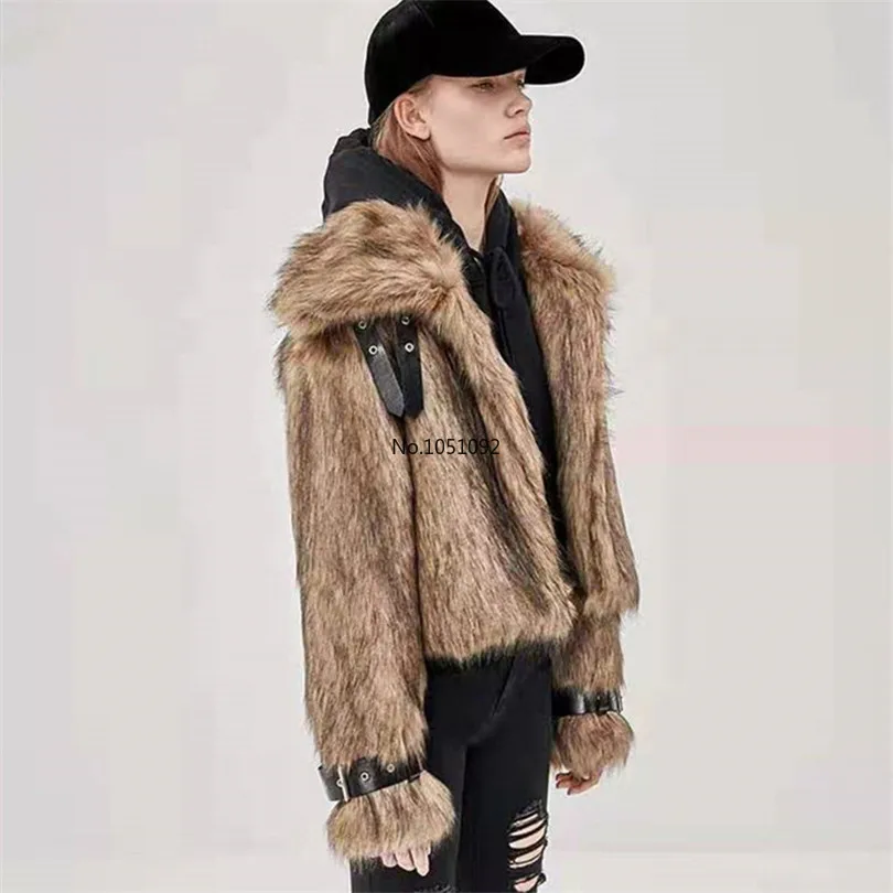 Винтажное пушистое пальто из искусственного меха женская короткая пушистая