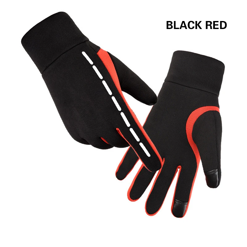 black red Теплые перчатки Практичный Прочный сенсорный экран водонепроницаемый материал велосипедные нескользящие перчатки для катания на лыжах мотоциклетные перчатки для верховой езды - Цвет: black red