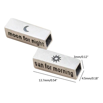 

2Pcs S925 Silver Sun and Moon Lover Tube Beads for Him and Her Jewelry Making X7YC