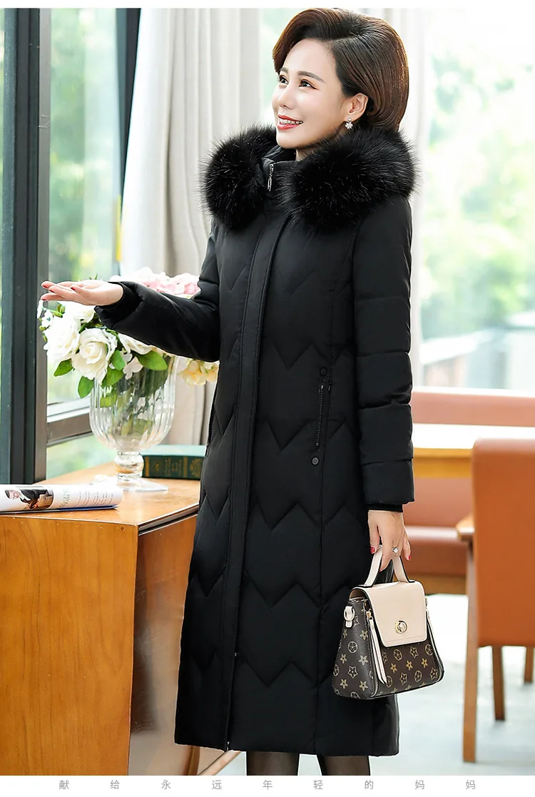 Winter jacket women new winter jacket in middle-aged women's mother winter coat with thick long over-the-knee down cotton