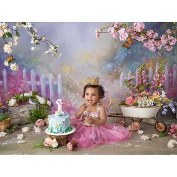 

Vinyl Photography Backdrops Pink Flowers Spring Bokeh Photo Background Baby Shower Decorations Photocall Background Props