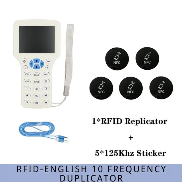 English 10 IC/ID Frequency RFID Access Control Card Reader NFC Encryption Card Writer UID Chip Duplicator Smart Key Copier 08CD-5T5577Sticker
