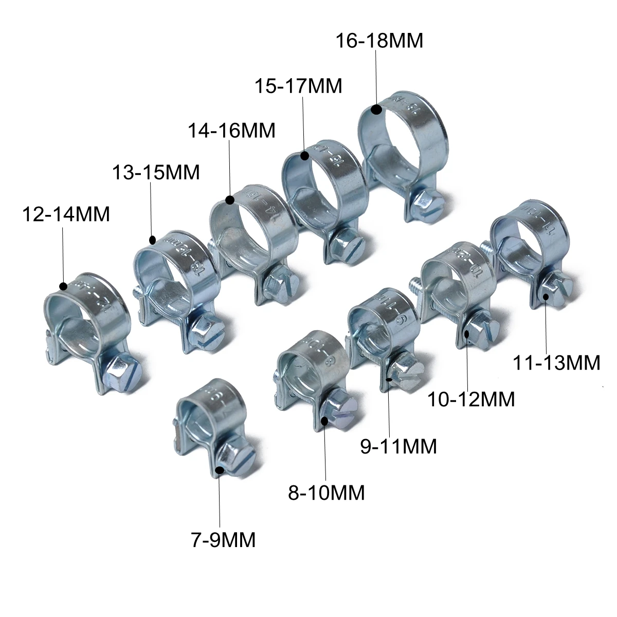 11-13mm, Benzin Rohrschellen für Kraftstoffschlauch Größe 7-9mm,8-10mm
