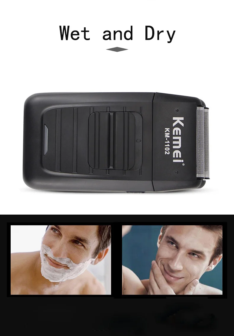 Kemei KM-1102 Rechargeable Cordless Shaver for Men Twin Blade Reciprocating Beard Razor Face Care Multifunction Strong Trimmer Barber (17)