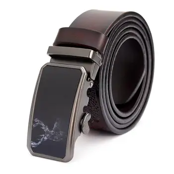 

Fashion Leather Belts for Mens with Removable Buckles Hot!! Men's Solid Buckle with Automatic Ratchet Leather Belt