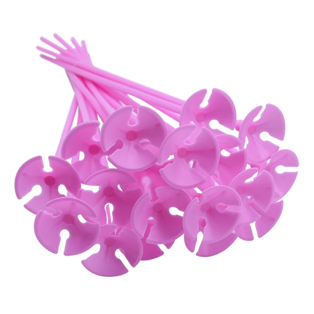 10-50pcs 30cm Latex Balloon Stick Multicolor Plastic Balloon Holder Cups for Wedding Birthday Decoration Accessories B01-Pink