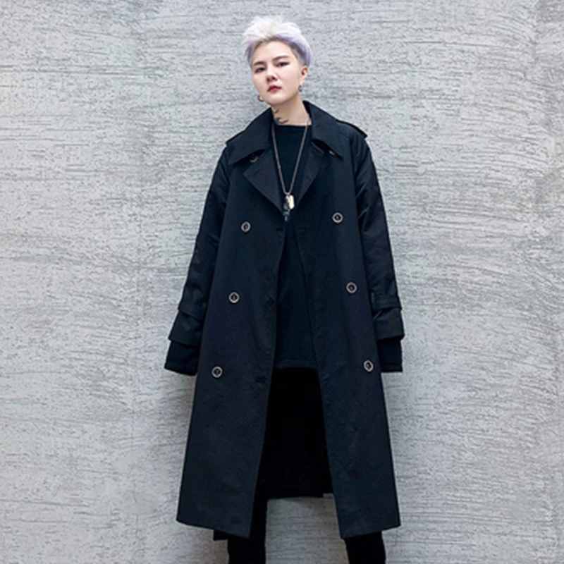 

Новая Корейская версия диких мужчин средней длины двубортная ветровка Парикмахерская Молодежная свободная модная стройнящая куртка