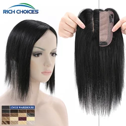 Rich Choices Women Toppers Centre Parting Hair Silk Base With Hair Clips In Unit Natural Hairpiece Extensions For Female Wigs