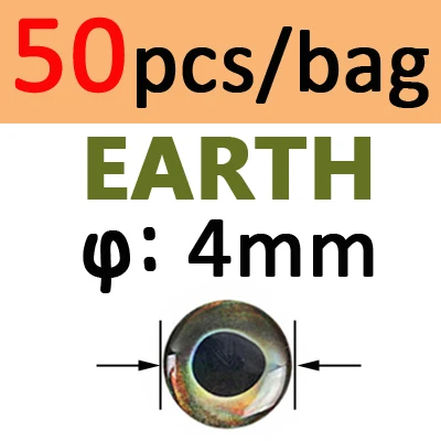 4mm EARTH 50pcs ICERIO 50 шт. голографическая 3D 4D эпоксидная рыбка глаза для завязывания мух стримеры рыболовные приманки дерево пластик изготовления приманки - Цвет: 4mm EARTH 50pcs