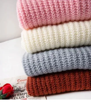 

Mohair Blend Sweater Pure Solid Color Retro Loose Round Neck Pullover Sweater