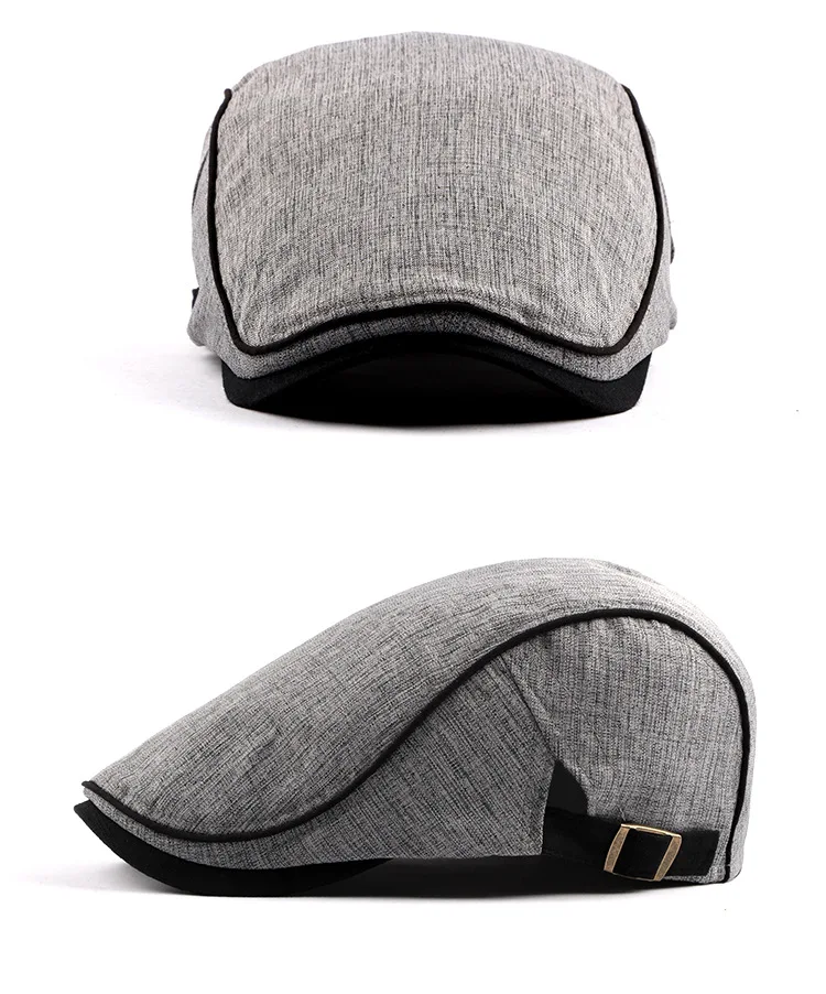 Adjustable Cotton Berets  Hats For Men Classic Spring Summer SunCaps Cotton Blend Beret Hat Flat Brim Men Berets Cap 4