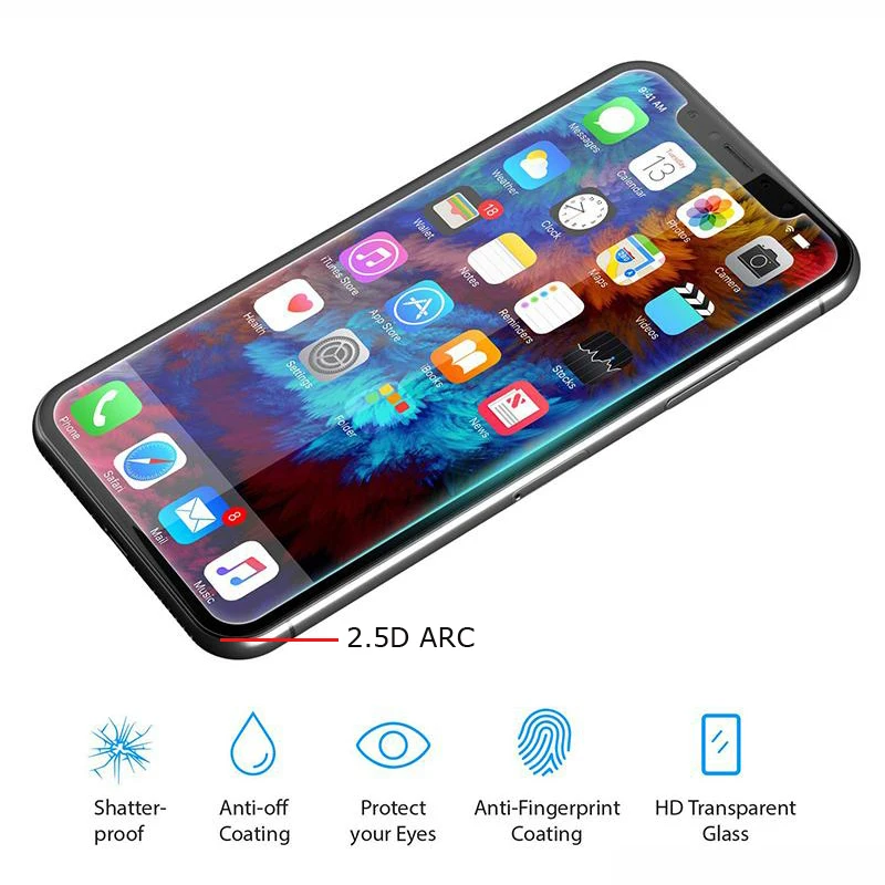 2 шт 9H 2.5D Закаленное стекло для iPhone 11 Pro Max XS MAX XR X 7 8 6 6S Plus Премиум Закаленное стекло Защитная пленка