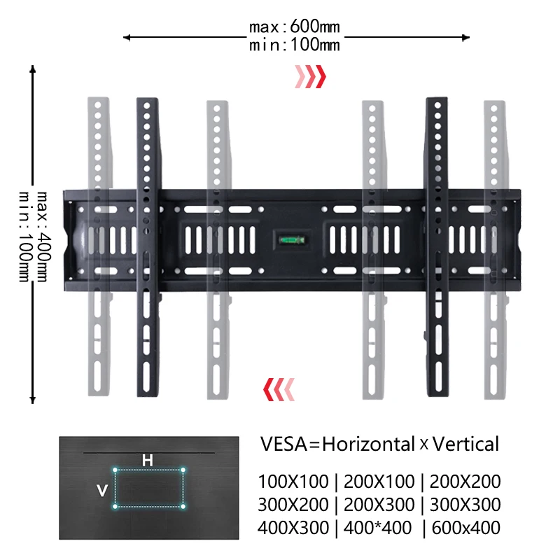 Support Mural TV Inclinable pour Écrans Plats 26-75 Pouces LED LCD