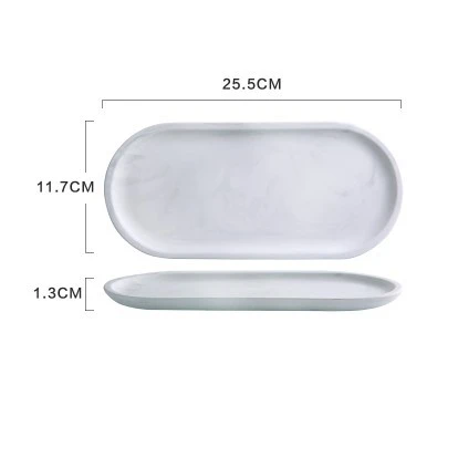 small Chic Marble Ceramic Cosmetic Storage Dessert Bread Tray Dish Plate Plates Jewelry Ring Trays INS Luxury Decoration Gift 1PCS - Цвет: small