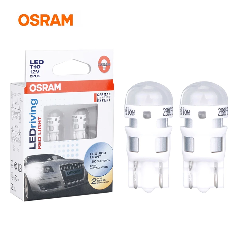 

OSRAM Signal Lamp T10 Led Auto W5W LEDriving 2880R Red Turn Signal Strobe Reverse Light Indicators Lamp Stop Light 12V 1Pair