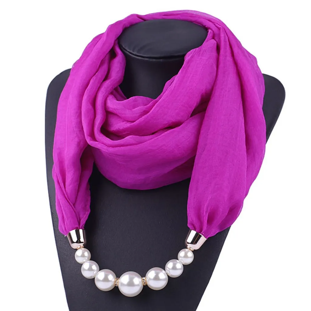 Шарф на шее женское ожерелье из шифона нагрудник жемчужное ожерелье кулон шарф солнцезащитное ожерелье шарф женский Осень# D8