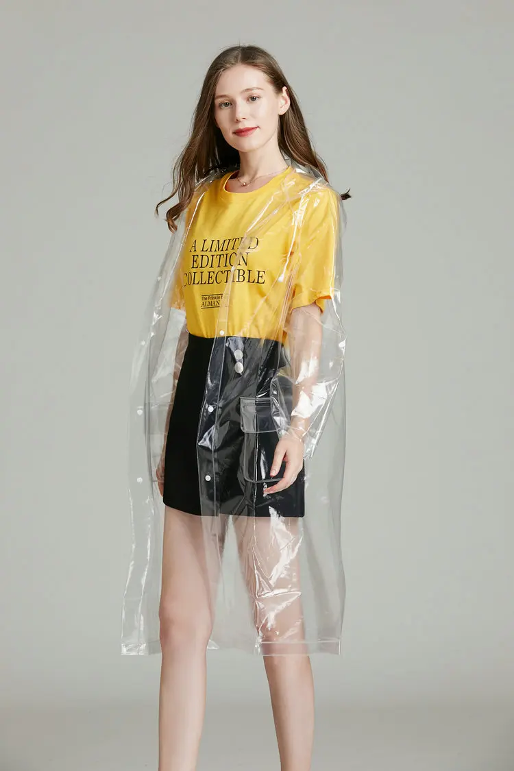 EVA Women Biker Raincoat With Hood Ladies Waterproof Long Transparent Men Poncho Raincoat Adult Outdoor Hiking Plastic Rain Coat