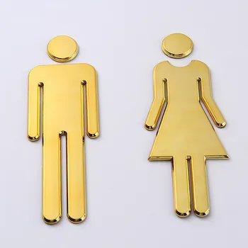 

1Pair 3D Man Women Toilet Door Sign Wc Indication Plaque Signs Plate Mirror Adhesive Public Art Stickers for Hotel Office