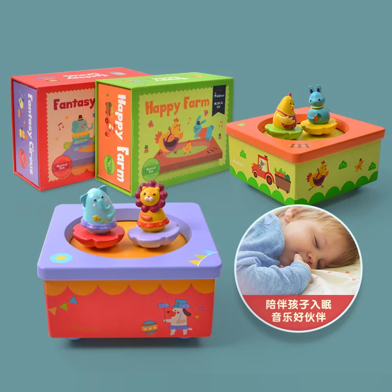 

MiDeer Mi Deer Children Creative Rotating Animal Music Box Baby Lullaby Wooden Music Box Birthday Gift