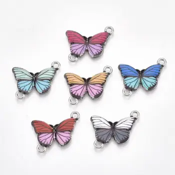 

100 Pcs Printing Baking Finish Alloy Butterfly Connector Pendant DIY Handmade Butterfly Pendant Jewelry Accessories