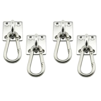

4 Pcs Ceiling and Wall Hanging Hardware Accessory 304 Stainless Steel Eye Hook Plate Buckle for Yoga Hammock Swing Boat