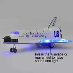 Diecast Space Shuttle Plane, оттягивающаяся назад Модель со звуковым освещением, подвесная игрушка, используемая для сбора в качестве подарка друзьям