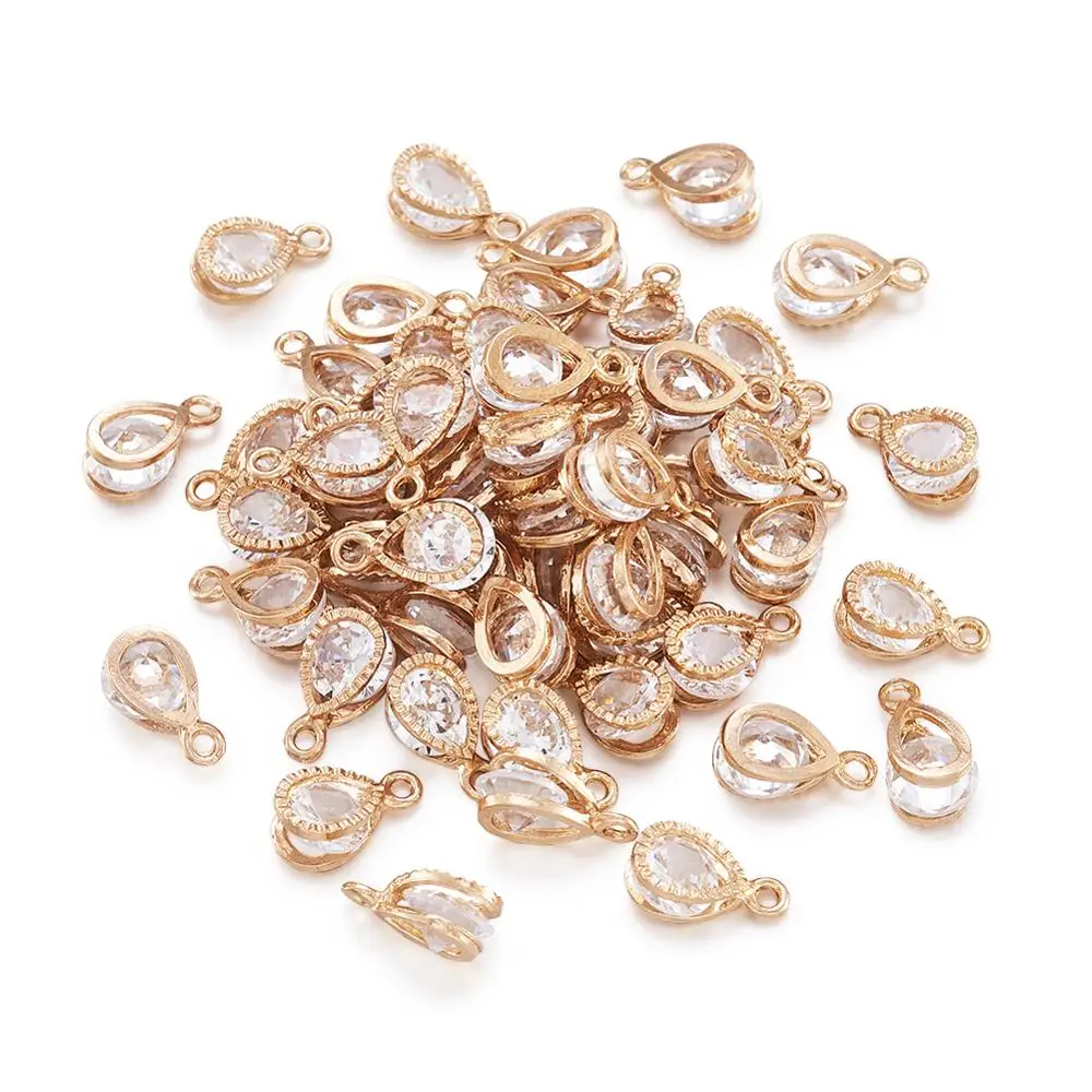 100pcs Alloy Charms Drop Pendants with Cubic Zirconia for DIY Women Fashion Jewelry Making Dangle Earrings Bracelet 13x8x6mm | Украшения и