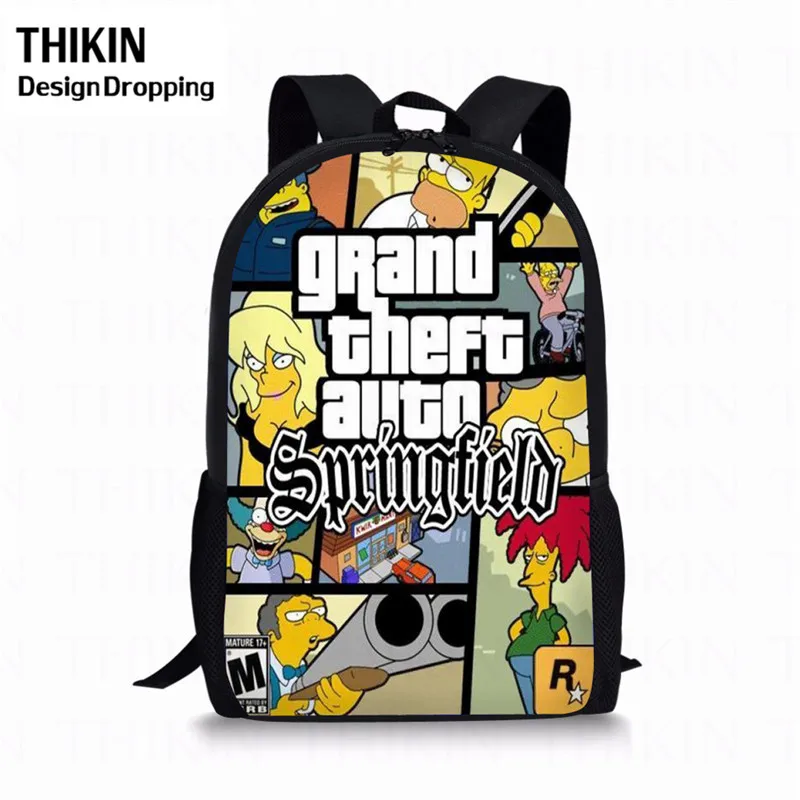 AS PICTURE Тикин Grand Theft Aut печати школьные ранцы для мальчиков девочек студенческий детский школьный рюкзак мальчик ранец дети книга сумка Mochila - Цвет: AS PICTURE