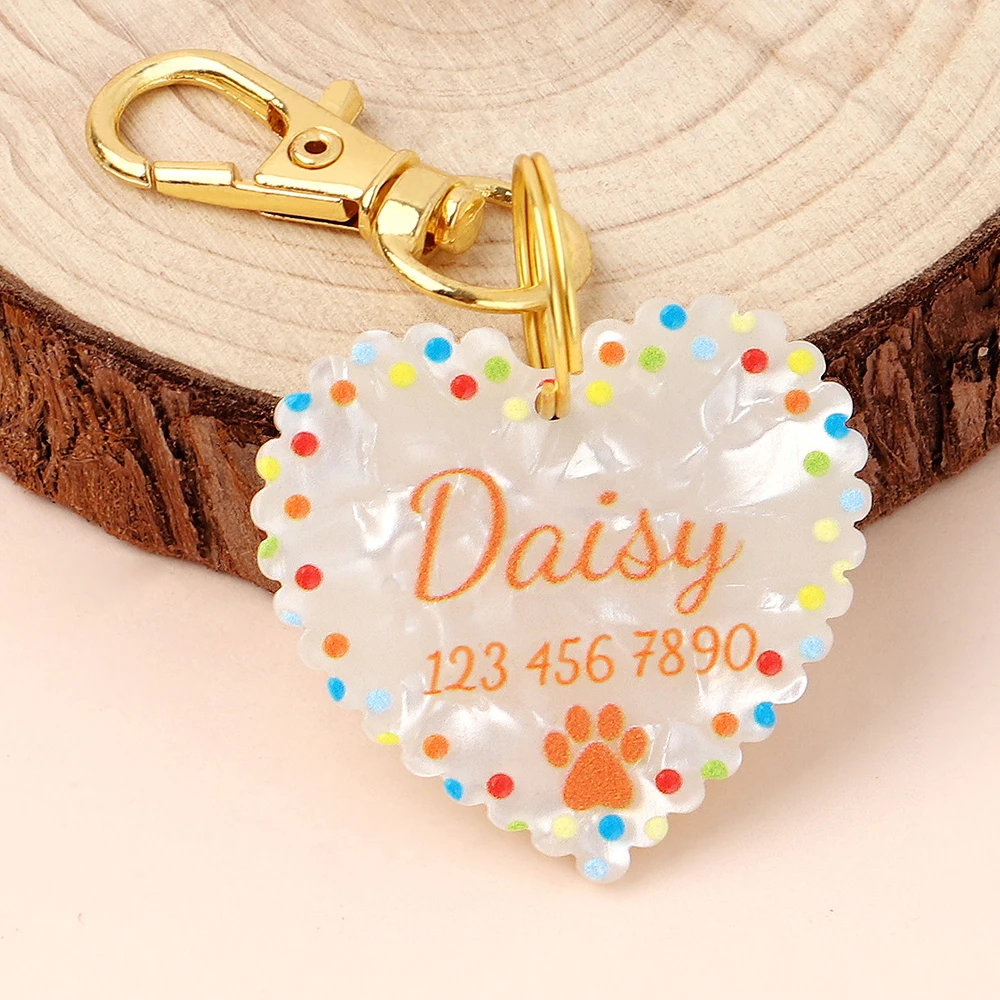 fancy dog collars Personalized Heart Dog ID Tag Cute Pet Portable Tags Anti-lost Small Medium Large Dogs Cat Nameplate Free Engraved For Chihuahua dog leashes