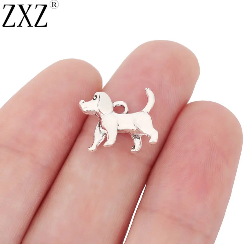 

ZXZ 20pcs Tibetan Silver Tone 3D Dog Charms Pendants Beads for Necklace Bracelet DIY Jewelry Making Findings 18x13mm